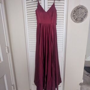 B Darlin Burgundy Spaghetti Strap Maxi Dress